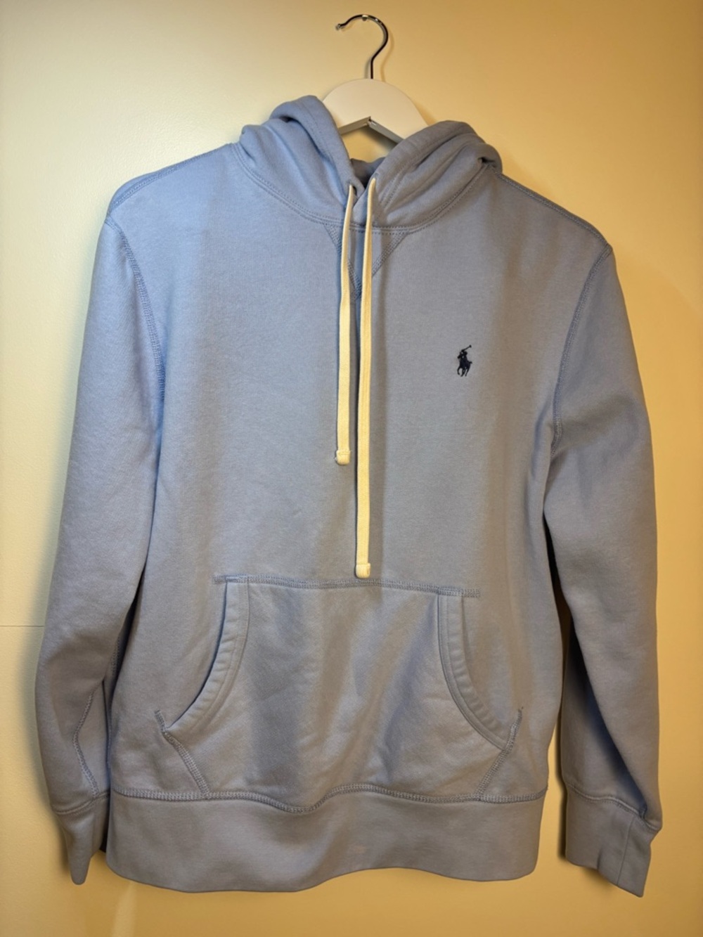 Polo by Ralph Lauren Men’s Pale Blue Fleece Hoodie Pullover Sweatshirt, size M - Picture 3 of 7